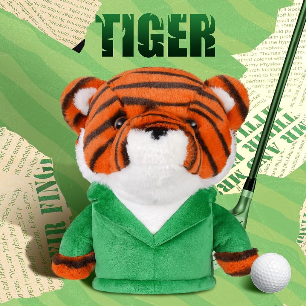 LZFAN Golf Club Covers for Woods and Drivers Funny Driver Headcover Animal Golf Club Head Covers Golf Gifts for Men Women Plush Tiger