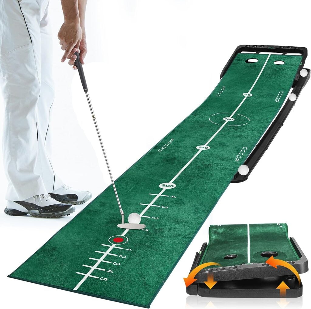 Slope Adjustable Golf Putting Green Indoor Putting Matt Golf Practice Training Equipment Putting Mat with 1/2 Hole Training Ball Return for Mini Games Practicing at Home Office - Golf Accessories Slope Adjustable Golf Putting Green Indoor Putting Matt Golf Practice Training Equipment Putting Mat with 1/2 Hole Training Ball Return for Mini Games Practicing at Home Office - Golf Accessories