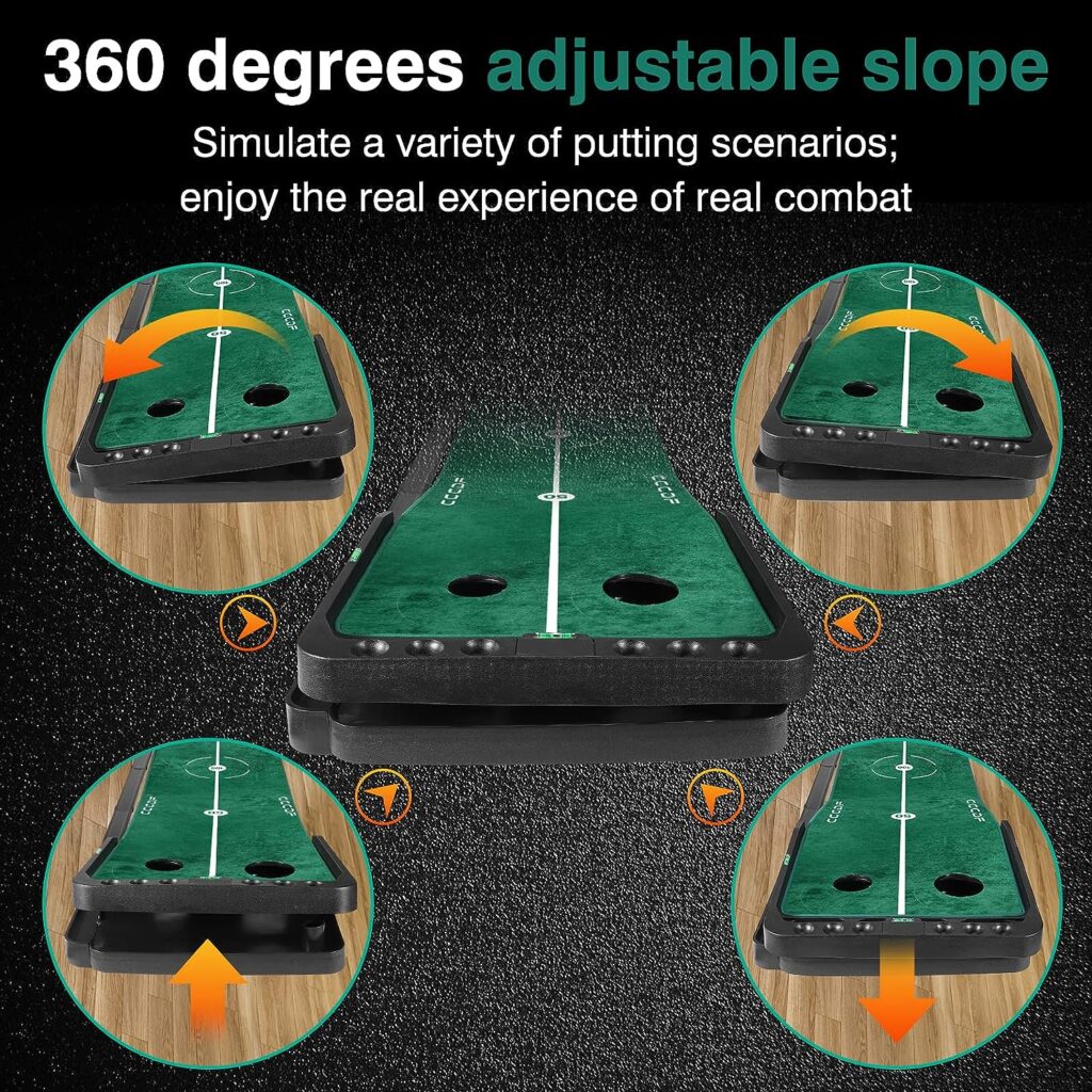 Slope Adjustable Golf Putting Green Indoor Putting Matt Golf Practice Training Equipment Putting Mat with 1/2 Hole Training Ball Return for Mini Games Practicing at Home Office - Golf Accessories Slope Adjustable Golf Putting Green Indoor Putting Matt Golf Practice Training Equipment Putting Mat with 1/2 Hole Training Ball Return for Mini Games Practicing at Home Office - Golf Accessories