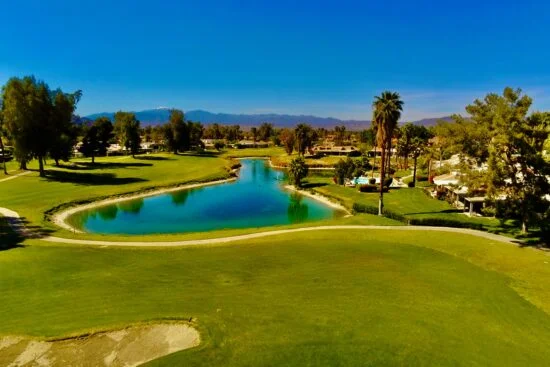 Blue lake on golf course