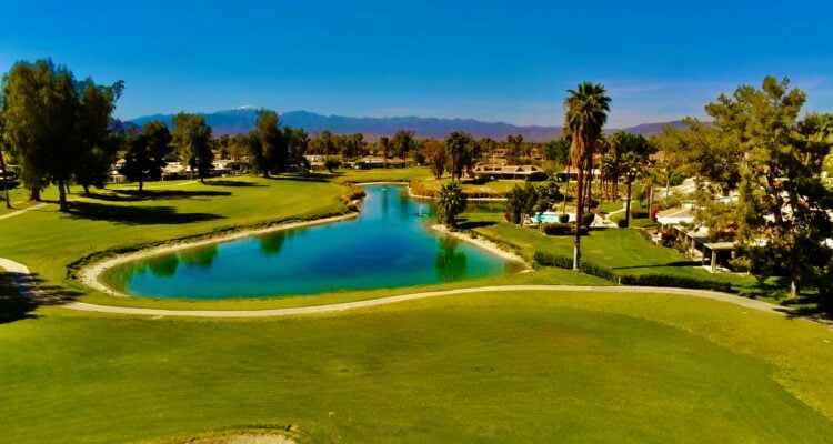 Blue lake on golf course