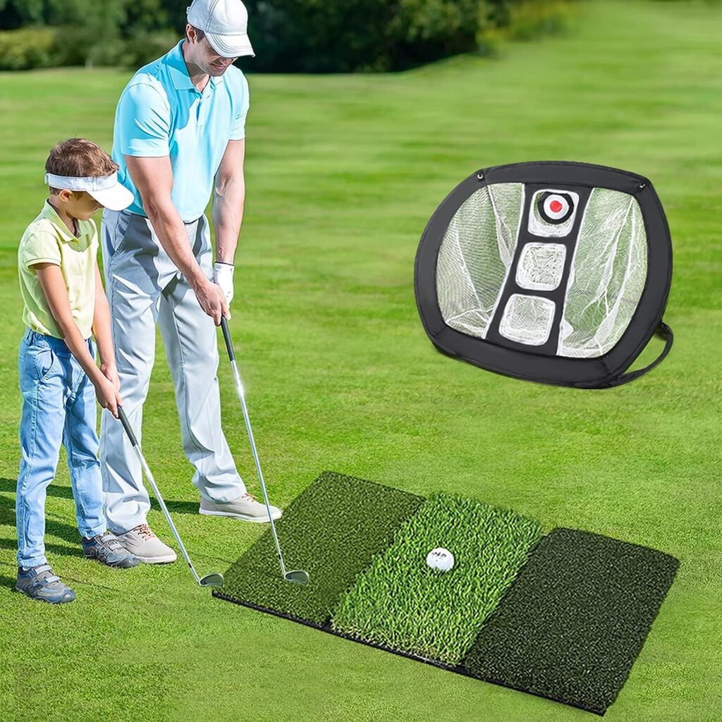 Tri-Turf Golf Mat with Training Net and Golf Training Mat for Swing Detection
