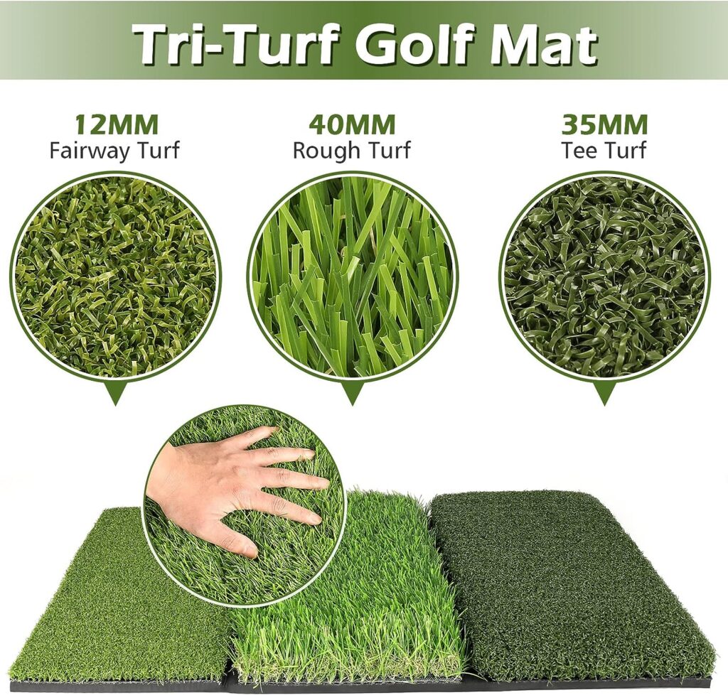 Tri-Turf Golf Mat with Training Net and Golf Training Mat for Swing Detection