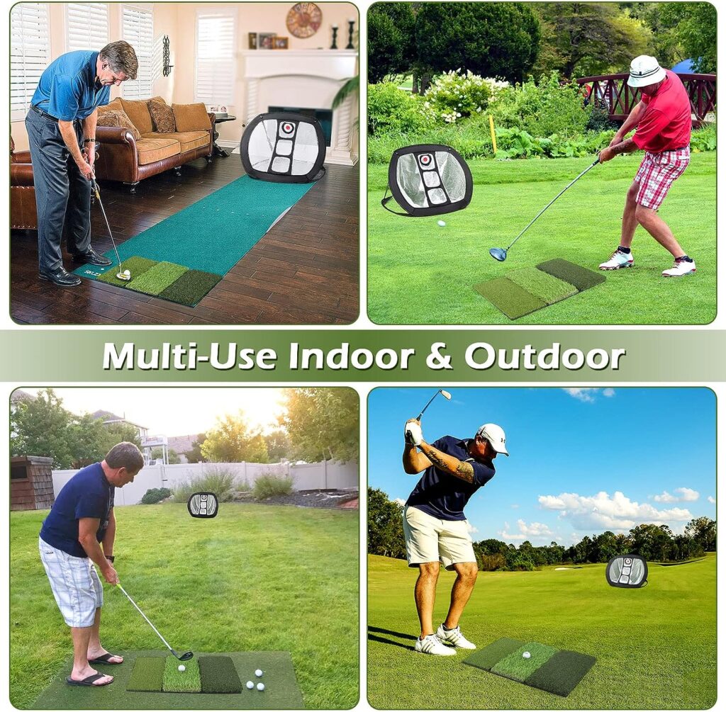 Tri-Turf Golf Mat with Training Net and Golf Training Mat for Swing Detection