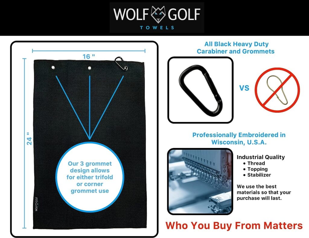 Wolf Golf Towels - Golfhub - Golf Accessories for Men - Golf Gifts for Men - Embroidered Funny Golf Towel