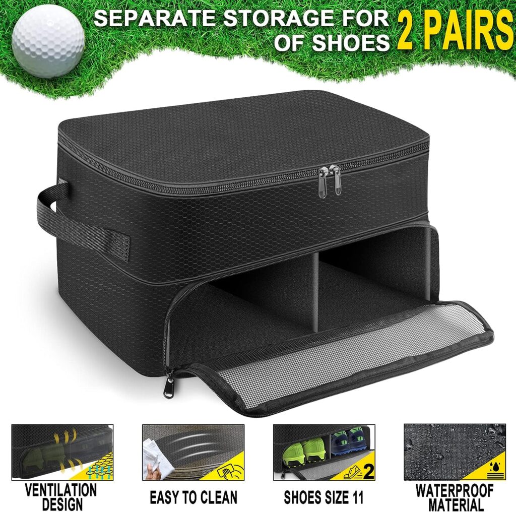 Yirilan 2 Layers Golf Trunk Organizer, Golf Gifts for Men, Golf Organizer for Car,Waterproof and Durable Golf Storage Bag-Black