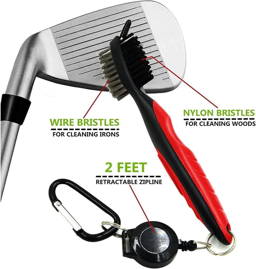 Yoport® Golf Club Brush and Club Groove Cleaner 2 Ft Retractable Zip-line Aluminum Carabiner, Lightweight and Stylish, Ergonomic Design, Easily Attaches to Golf Bag Yoport® Golf Club Brush and Club Groove Cleaner 2 Ft Retractable Zip-line Aluminum Carabiner, Lightweight and Stylish, Ergonomic Design, Easily Attaches to Golf Bag
