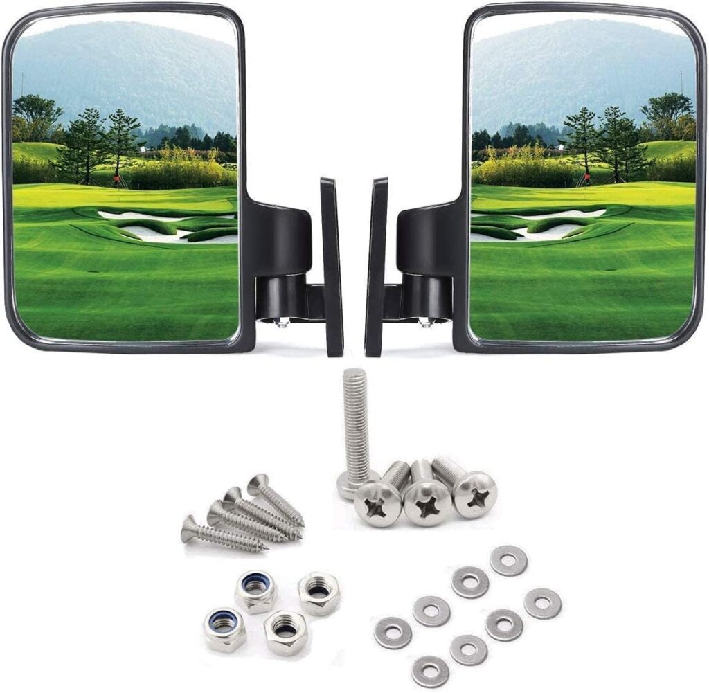 10L0L Golf Cart Mirror, No-drilling Side Rear View Mirror Fits EZGO Club Car Yamaha Golf Cart and Others
