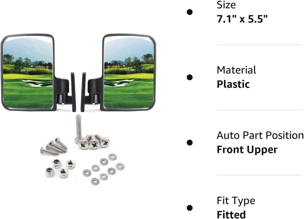 10L0L Golf Cart Mirror, No-drilling Side Rear View Mirror Fits EZGO Club Car Yamaha Golf Cart and Others