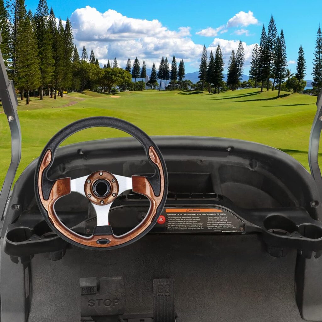 10L0L Golf Cart Steering Wheel, Universal Design Fit EZGO RXV  TXT, Club Car DS, Club Car Precedent Tempo, Yamaha, Most Golf Cart (Style1 Gray) 10L0L Golf Cart Steering Wheel, Universal Design Fit EZGO RXV  TXT, Club Car DS, Club Car Precedent Tempo, Yamaha, Most Golf Cart (Style1 Gray)