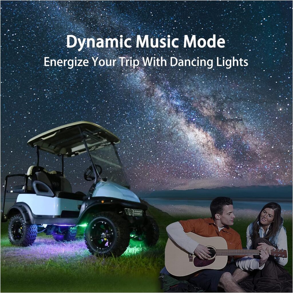 10L0L Golf Cart Underglow LED Light Strip Kit, 22 Modes Glow Neon Underbody Lighting with Wireless Remote Control, Sound Active, Water Resistant Flexible Tubes 4 Pack 10L0L Golf Cart Underglow LED Light Strip Kit, 22 Modes Glow Neon Underbody Lighting with Wireless Remote Control, Sound Active, Water Resistant Flexible Tubes 4 Pack