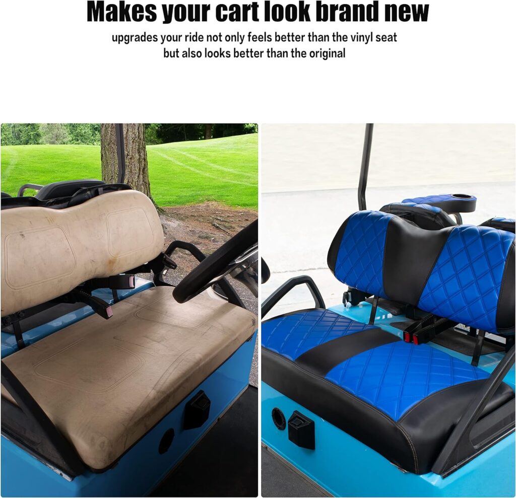NOKINS Golf Cart Diamond Seat Cover Kit, Fit for Club Car EZGO Yamaha Ordinary Seat Cushion, No Need to Use Gun Nails, Golf Cart Vinyl Seat Cover NOKINS Golf Cart Diamond Seat Cover Kit, Fit for Club Car EZGO Yamaha Ordinary Seat Cushion, No Need to Use Gun Nails, Golf Cart Vinyl Seat Cover