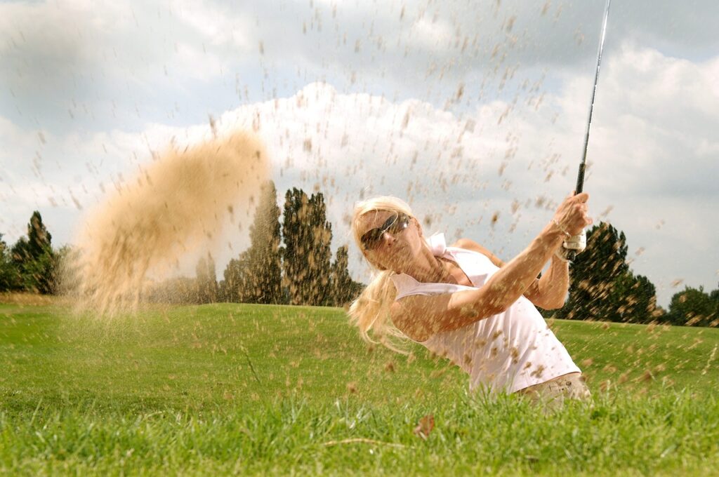 Practicing Golf at a Driving Range