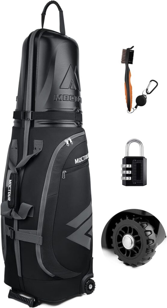 MOCTOUR Golf Travel Bags for Airlines with Wheels  ABS Hard Case Top, Protect Your Clubs, Waterproof 1680D Oxford Fabric and Oversize Tank Wheels, Lightweight and Easy to Maneuver