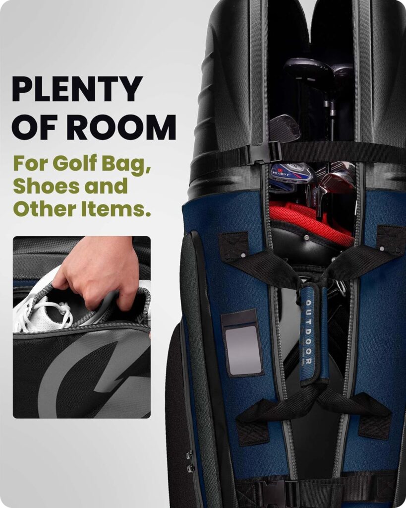 OutdoorMaster Golf Travel Bags for Airlines with Wheels and Hard Case Top, Protect Golf Clubs, Lightweight and Easy to Maneuver