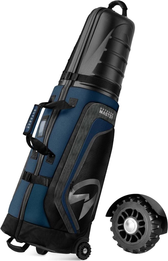 OutdoorMaster Golf Travel Bags for Airlines with Wheels and Hard Case Top, Protect Golf Clubs, Lightweight and Easy to Maneuver