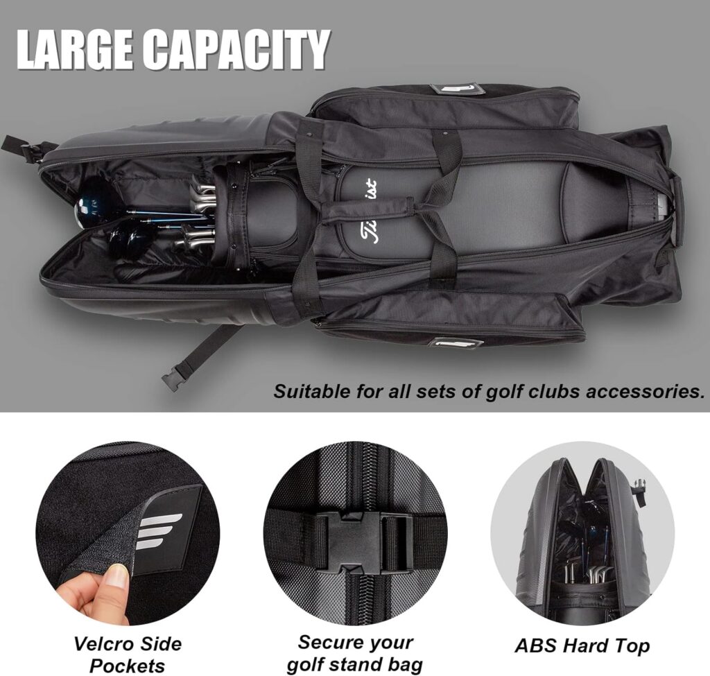 PLAYEAGLE Golf Travel Bags for Airlines with Reinforced Wheels and Hard Case Top, Excellent Zipper Protect Your Clubs, Lightweight and Easy to Maneuver…