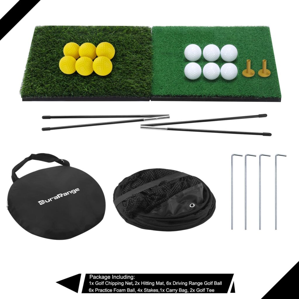 DURARANGE Pop-up Golf Chipping Net Set - Foldable Training Kit with 2 Hitting Mats, 6 Practice Balls, 6 Foam Balls - Ultimate Golf Gift  Target Chipping Aids DURARANGE Pop-up Golf Chipping Net Set - Foldable Training Kit with 2 Hitting Mats, 6 Practice Balls, 6 Foam Balls - Ultimate Golf Gift  Target Chipping Aids