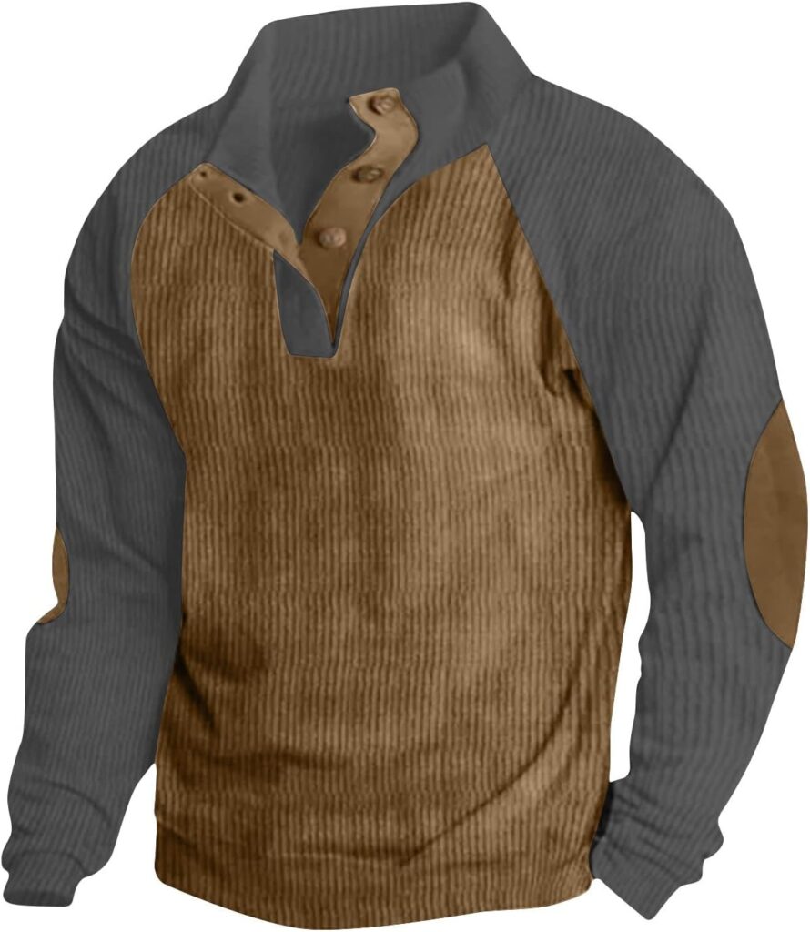 Muscularfit Mens Casual Shirts 2024 Fashion Long Sleeve Corduroy Button Shirt Loose Lightweight Pullover Sweatshirt No Hoodie
