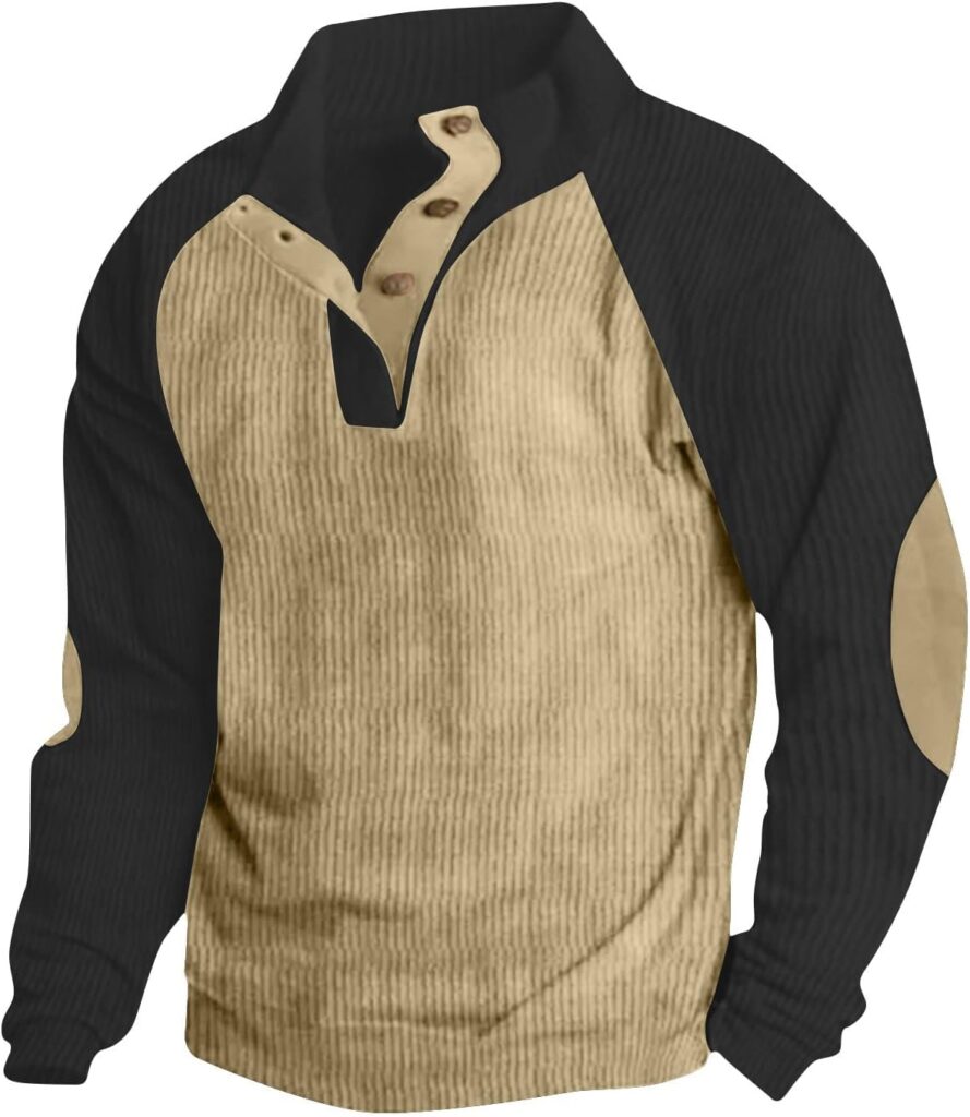 Muscularfit Mens Casual Shirts 2024 Fashion Long Sleeve Corduroy Button Shirt Loose Lightweight Pullover Sweatshirt No Hoodie