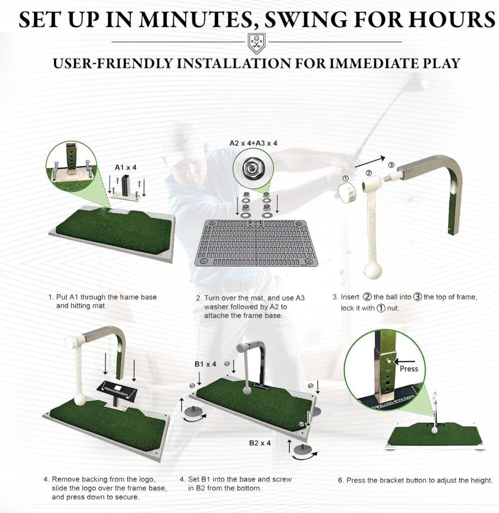 Golf Practice Equipment - Golf Training with Irons  Clubs in Your Home Or Office - Golf Trainer with 5 Height for Golf Swing - Portable  Durable Golf Training Aids Swing