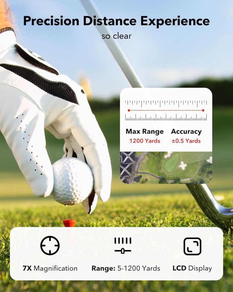 REDTIGER Golf Rangefinder with Slope, 1200 Yards Laser Range Finder Golfing, 7X Magnification, Flag Pole Locking Vibration, Rechargeable Range Finders with Magnet Stripe