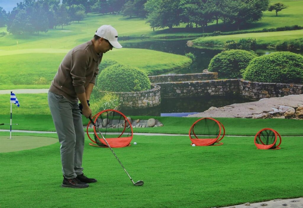 3 Piece Golf Chipping Practice Net and Mat, Portable Collapsible Target Training System with Carrying Case, Orange