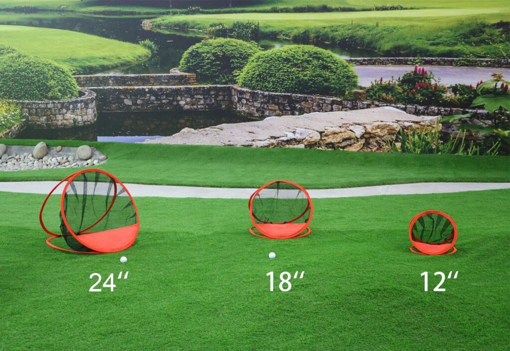 3 Piece Golf Chipping Practice Net and Mat, Portable Collapsible Target Training System with Carrying Case, Orange