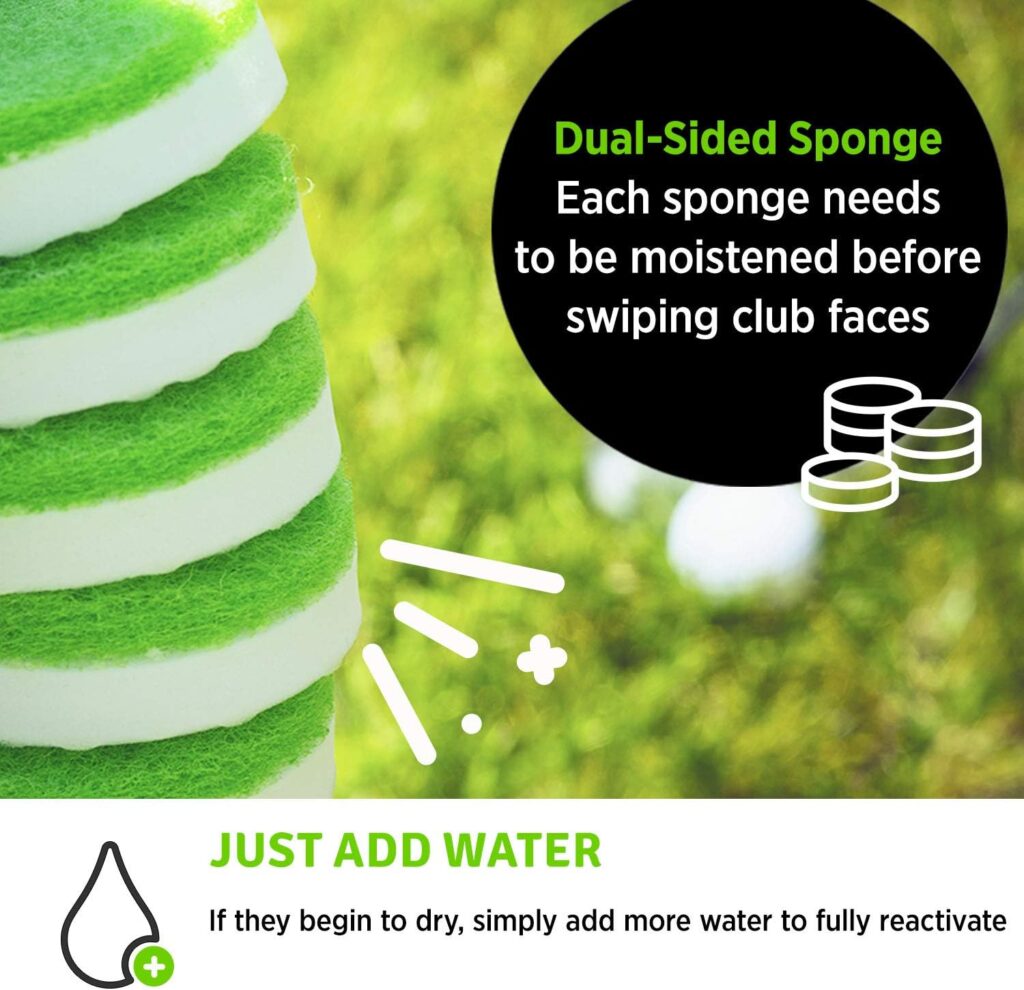 GolfERASERS Instant Golf Eraser, Premium Dual-Sided Sponge for Cleaning Golf Clubs, Shoes  Golf Balls, 12 Pack Refill, Bag Tether NOT Included