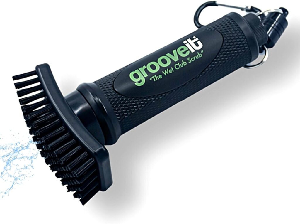Grooveit The Wet Club Scrub Golf Water Brush - 3 Year Warranty - Anti-Leak Design - Magnetic Brush with Nylon-Bristle Head - Patented Pump for Easy Cleaning - Wide Cleaning Coverage - Long Lasting