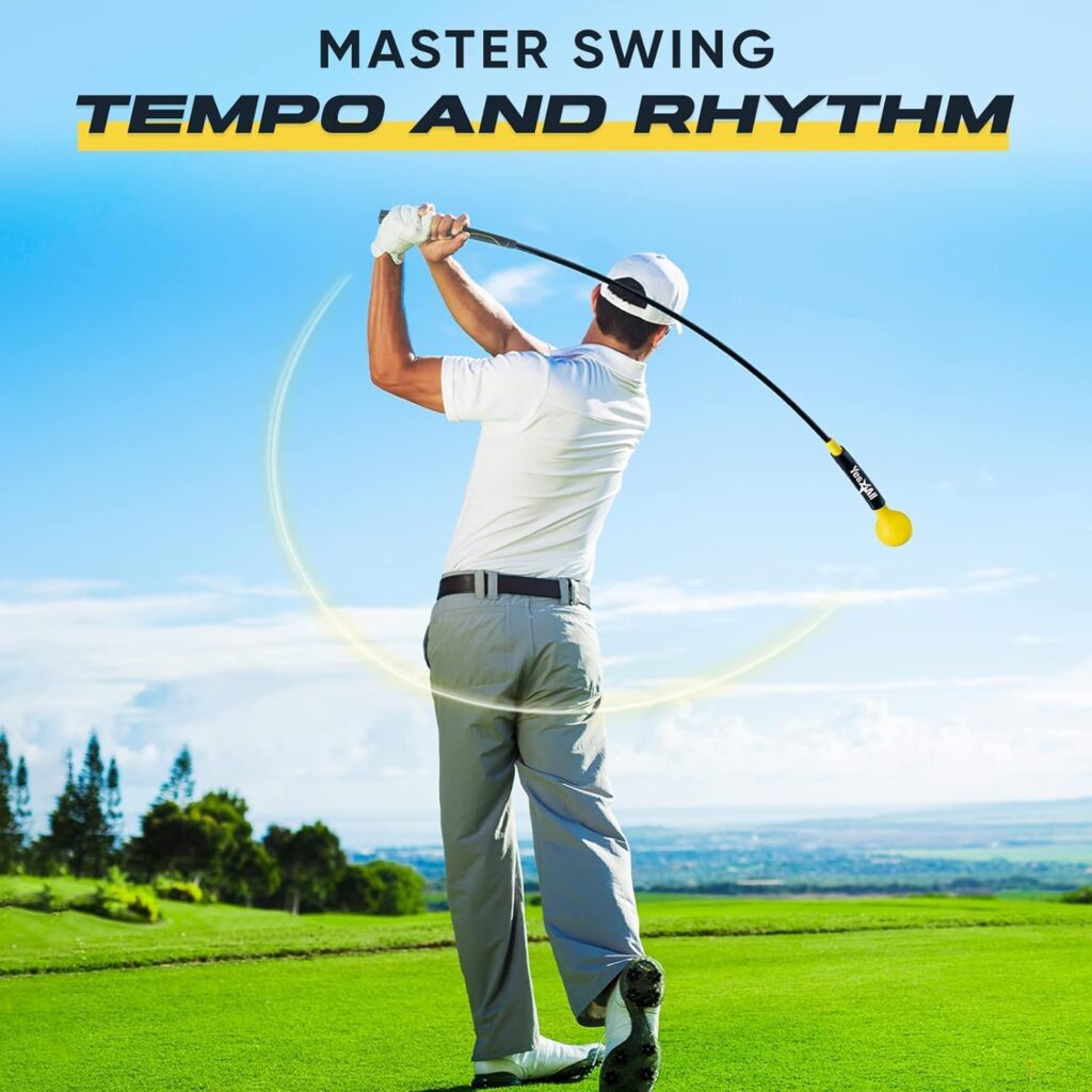 Yes4All 48 Inches Golf Swing Trainer Aid Improve Flexibility, Tempo, Rhythm, Balance and Strength. Swing Correction Practice for Chipping, Driving and Hitting