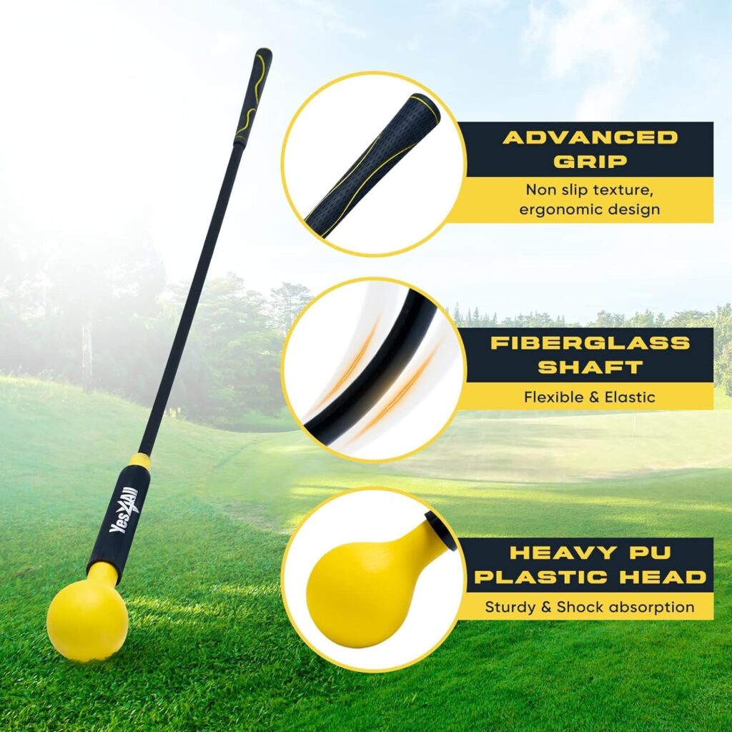 Yes4All 48 Inches Golf Swing Trainer Aid Improve Flexibility, Tempo, Rhythm, Balance and Strength. Swing Correction Practice for Chipping, Driving and Hitting