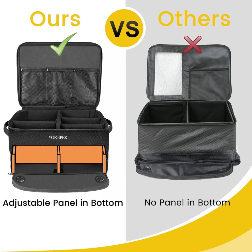 YOREPEK 2 Layer Golf Trunk Organizer, Waterproof Car Golf Locker with Separate Ventilated Compartment for 2 Pair Shoes, Golf Trunk Storage for Balls, Tees, Clothes, Gloves, Accessories, Golf Gifts